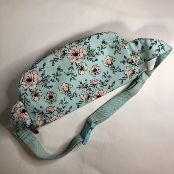 No Boundaries Mint Green Floral Fanny Pack / Waist Pack - Picture 2 of 4